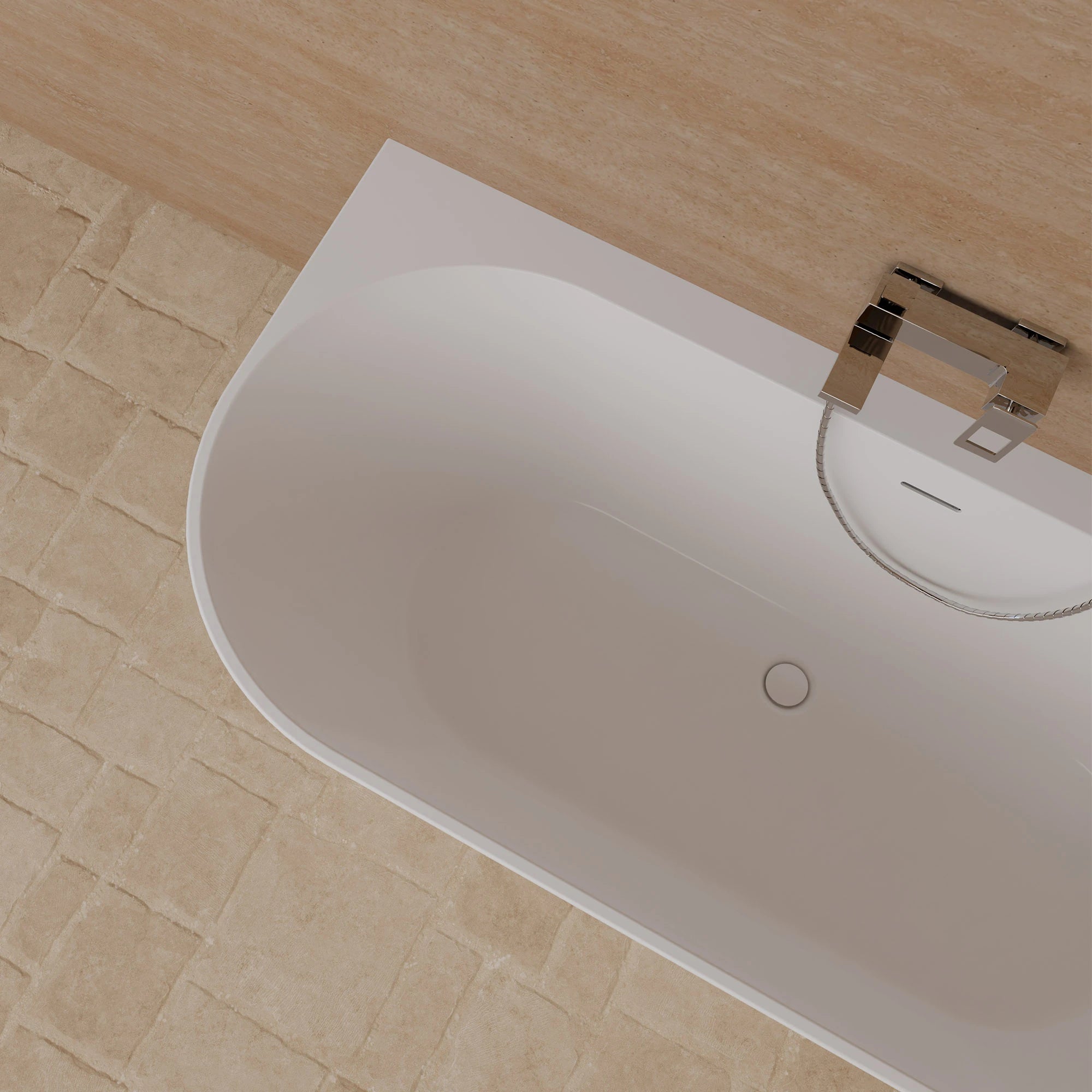 Baignoire Semi-îlot Murale D'angle Cosmic 170 Droite Blanche 170 X76 X58 Cm, By Spalina - 6