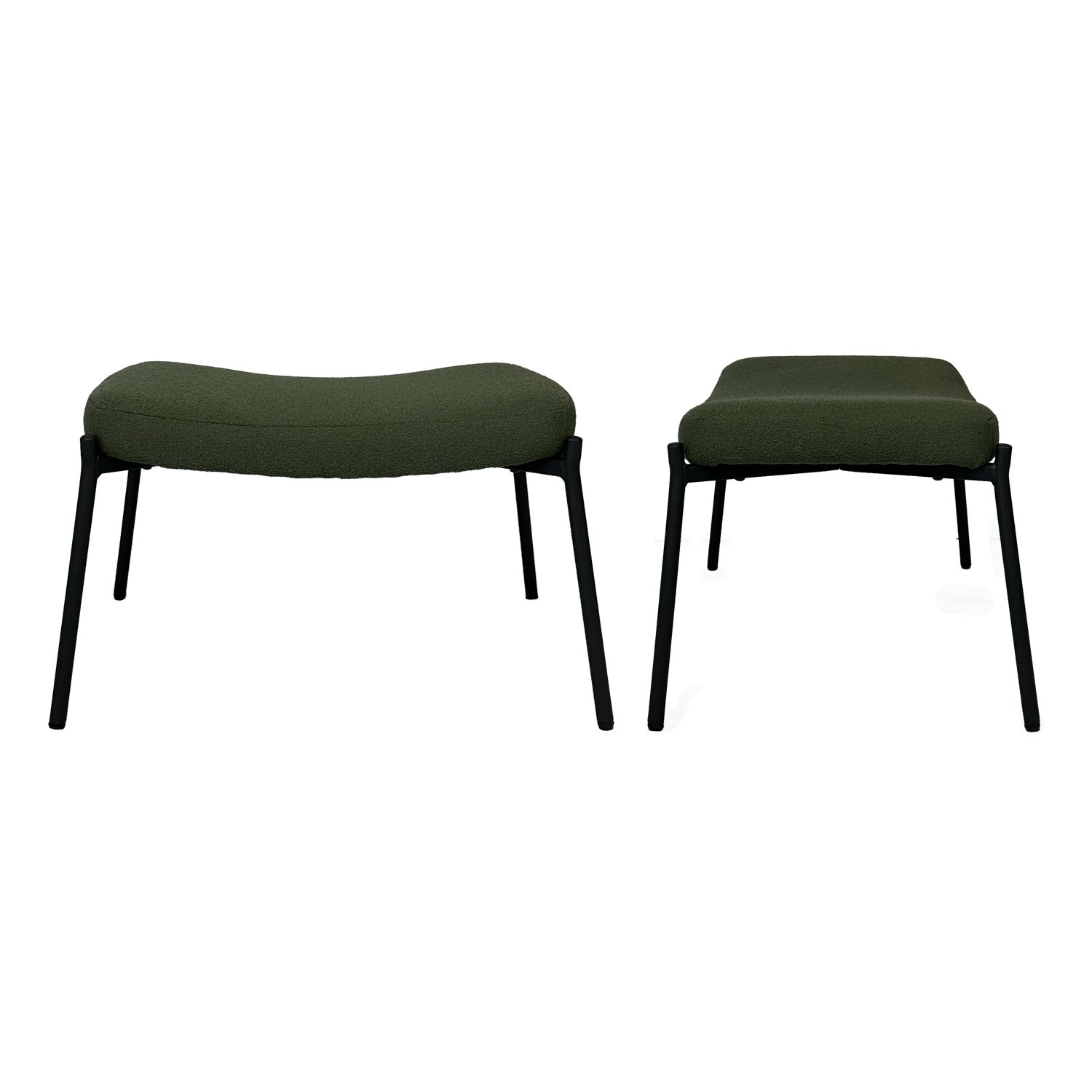 Fauteuil en tissu boucle vert kaki avec repose-pieds EIRA - 4