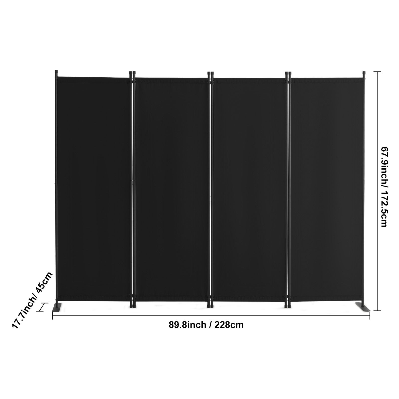 cloison de séparation 4 panneaux pliable,SucceBuy paravent de confidentialité autoportant en tissu pour bureau,chambre et salle à manger,noir - 2