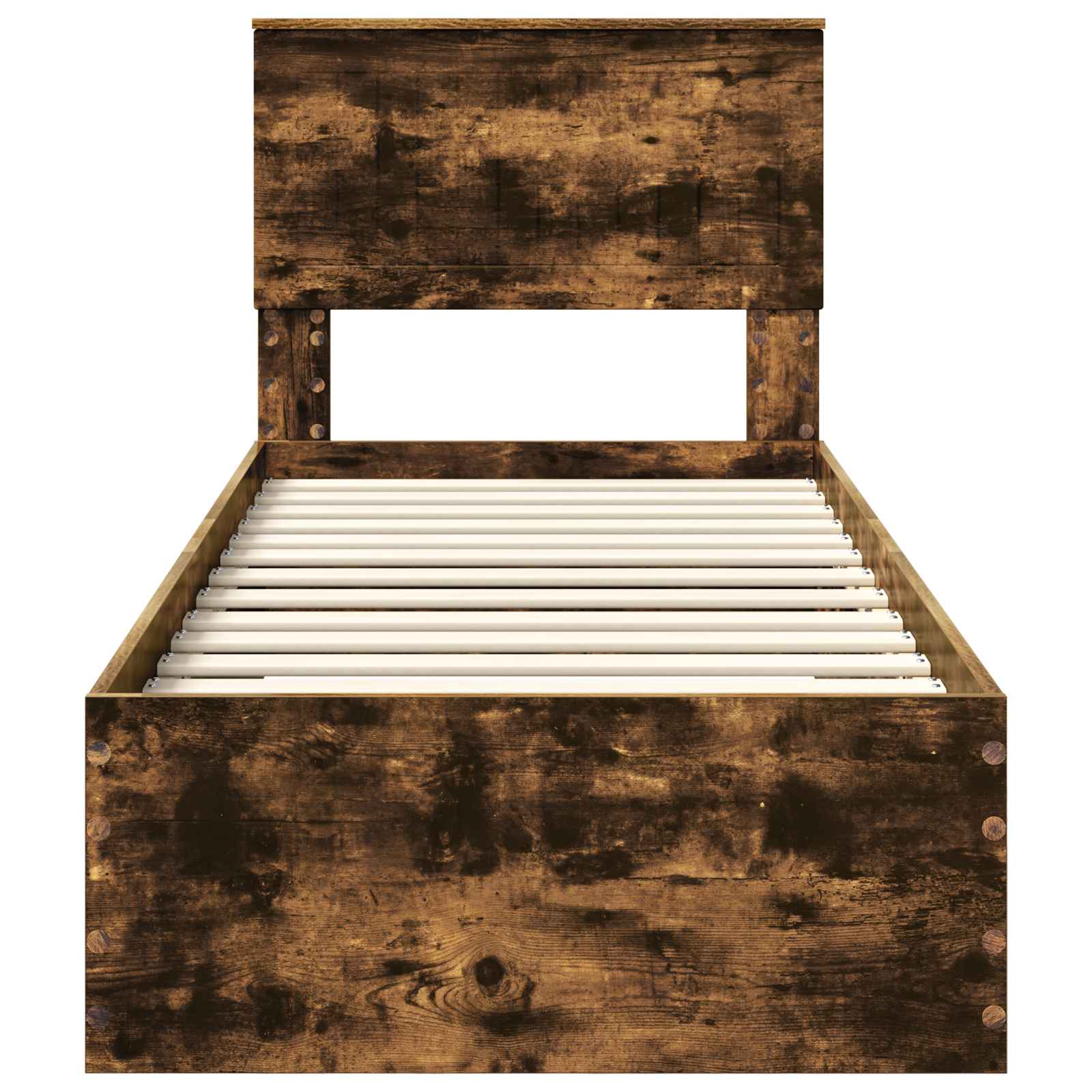 Cadre de lit chêne fumé et argent, panneau de bois, pour la chambre, 75 × 190 cm - 7