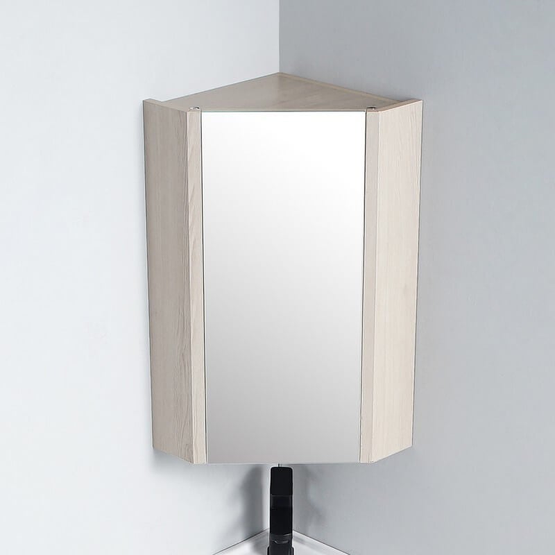 Meuble Miroir d'Angle de salle de bain Chêne Gris 31x31cm - Scandinave - 3