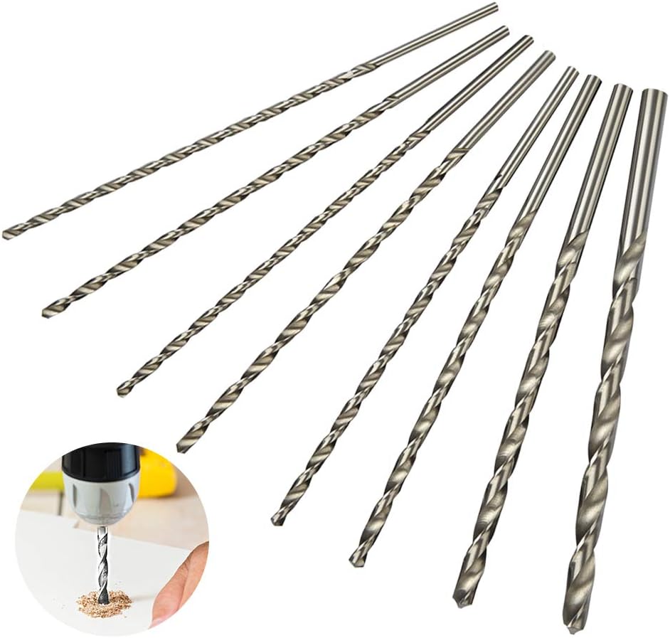 Zestaw 8 wierteł HSC Foret Extra Long 200mm o średnicy 4mm, 4.2mm, 4.5mm, 5mm, 5.2mm, 6mm, 8mm, 10mm