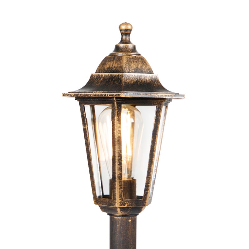 Qazqa classic-antique lanterne extérieure pour jardin - New Haven - doré/laiton, max. 15w, e27, 122cm, IP44 - 6