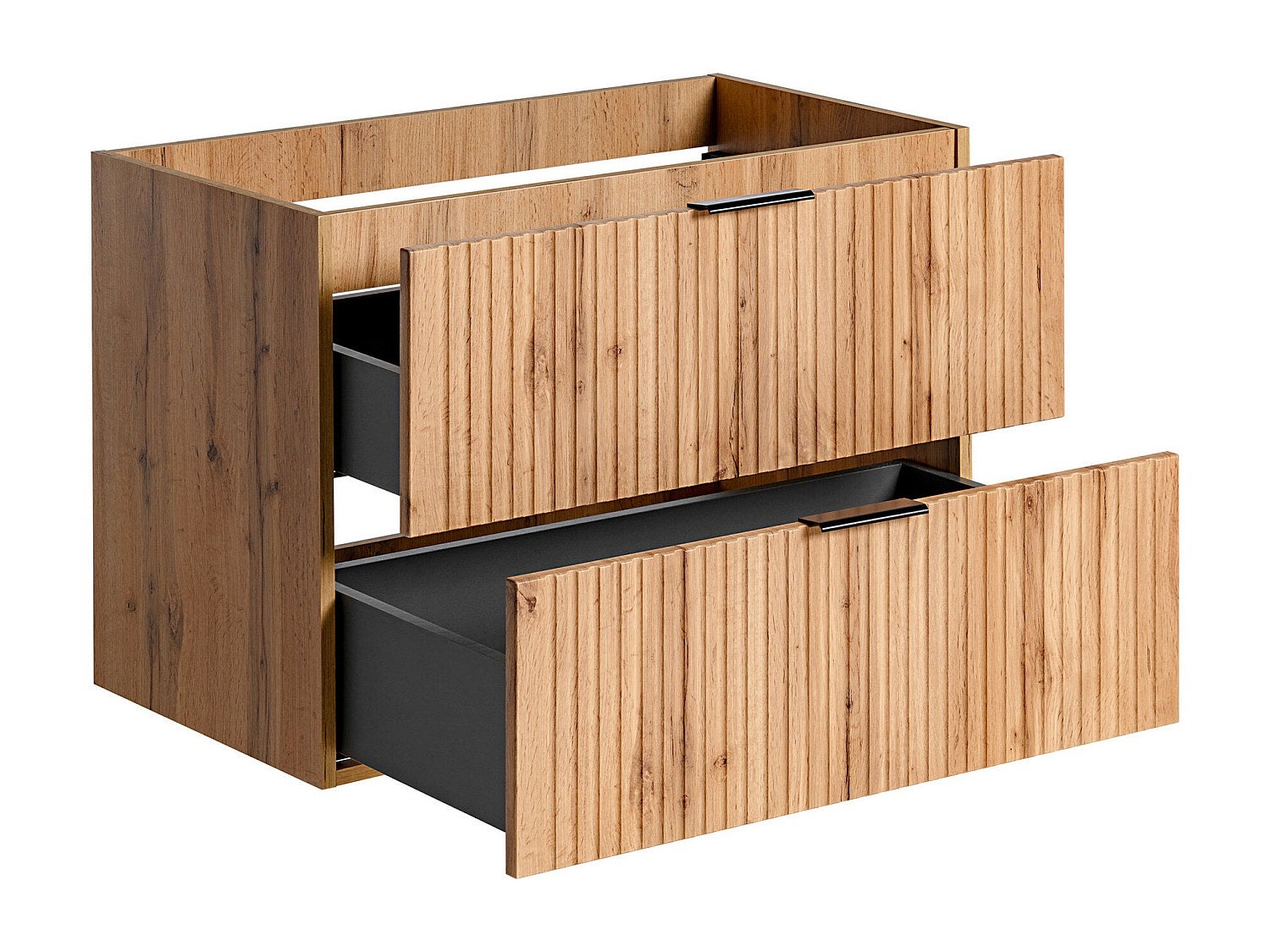 Meuble sous vasque suspendu strié - Naturel clair - L80 cm - ZEVARA - 4