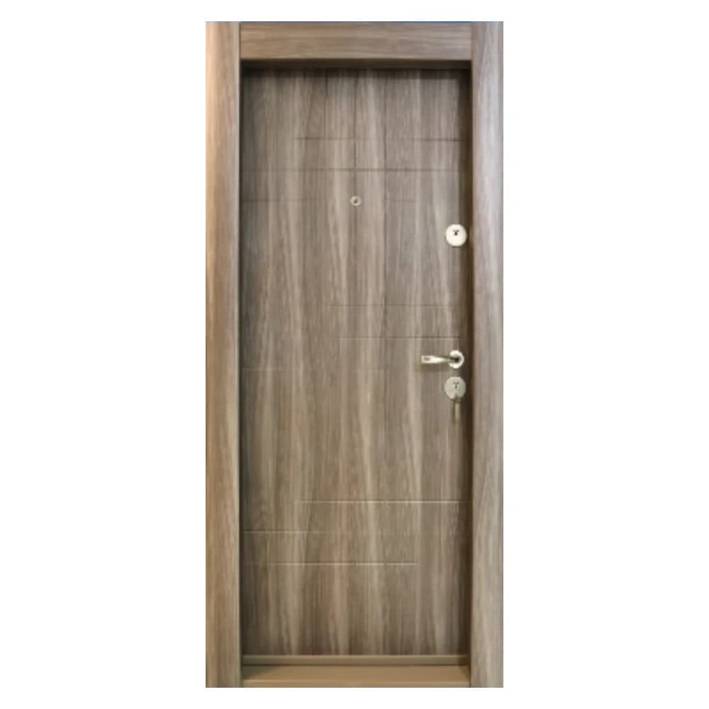 Usa metalica de apartament Novo Doors First Class NDS19, Cu toc imbracat si folie PVC, Deschidere Stanga, Dimensiune 200X88 cm, Tabla 1.2 mm, Maron