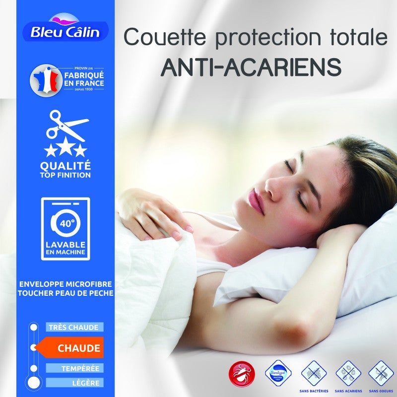 Couette protection totale anti acariens 400 gr/m² 140 x 200 cm pour lit 1 place 90 x 190 cm - 2