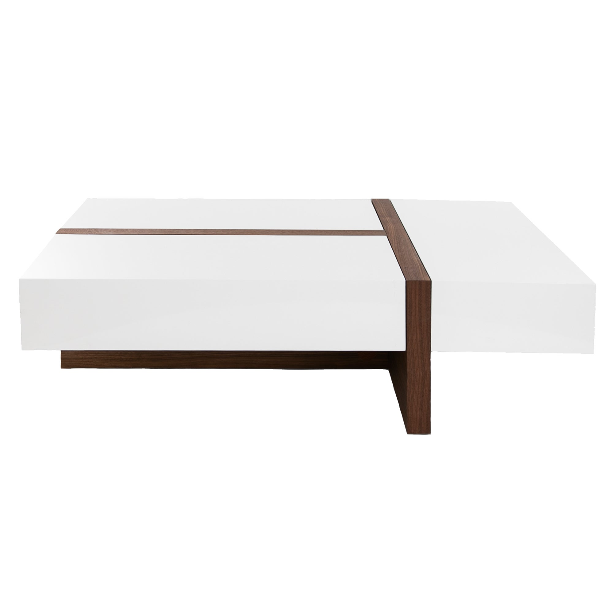 Table basse rectangulaire en bois blanc et noyer 120 x 70 x 35 cm - 2