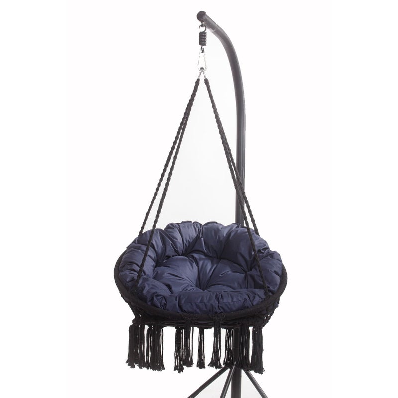 PODUSZKA OGRODOWA NA FOTEL WISZĄCY BOCIANIE GNIAZDO 90x90 CM GRANATOWA PODUCHA NA HUŚTAWKĘ PODUSZKA NA KOKON PODUSZKA NA KRZESŁO DWUSTRONNA