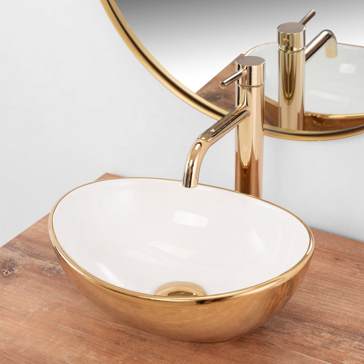 LAVABO SOBRE ENCIMERA REA SOFIA MINI GOLD / WHITE SHINY | Leroy Merlin