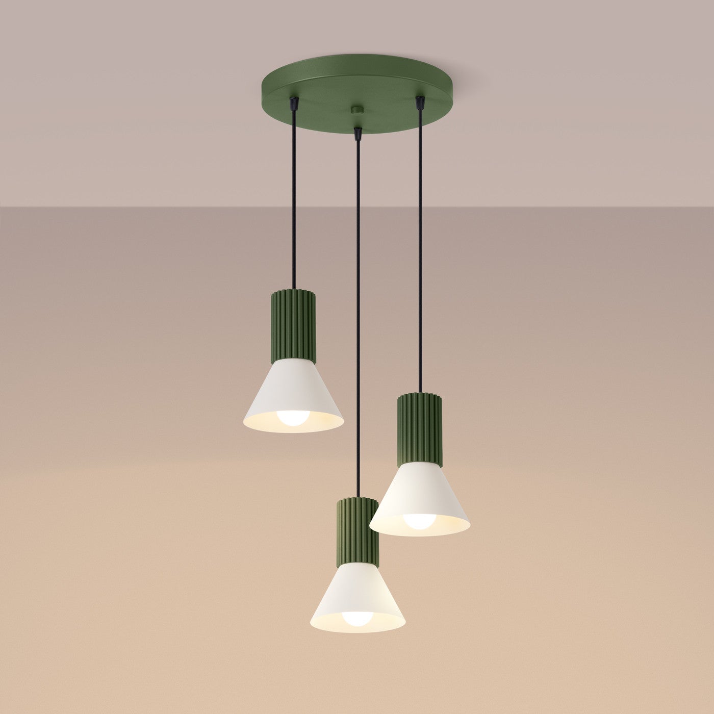Lampa sufitowa ryflowana ESTRIA zielono-beżowa 3xE14x15W metal wym:120x30x30cm IP20 Sollux Lighting - 4