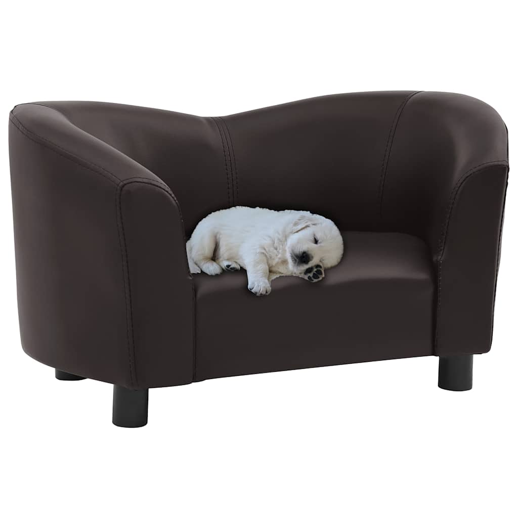 Sofa dla psa, brązowa, 67x41x39 cm, sztuczna skóra vidaXL