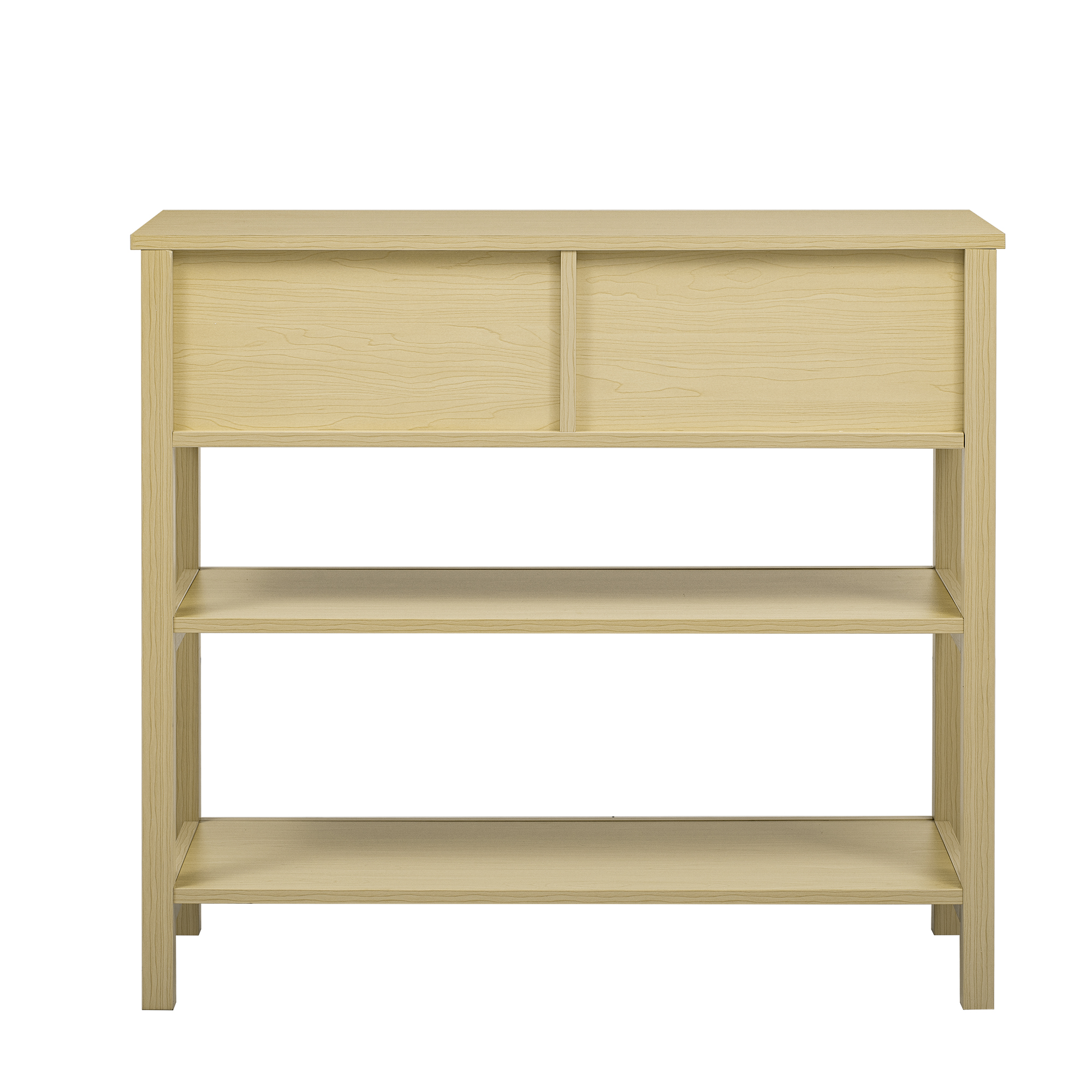 Table console moderne - avec 2 tiroirs - avec des étagères ouvertes - Naturel - 8