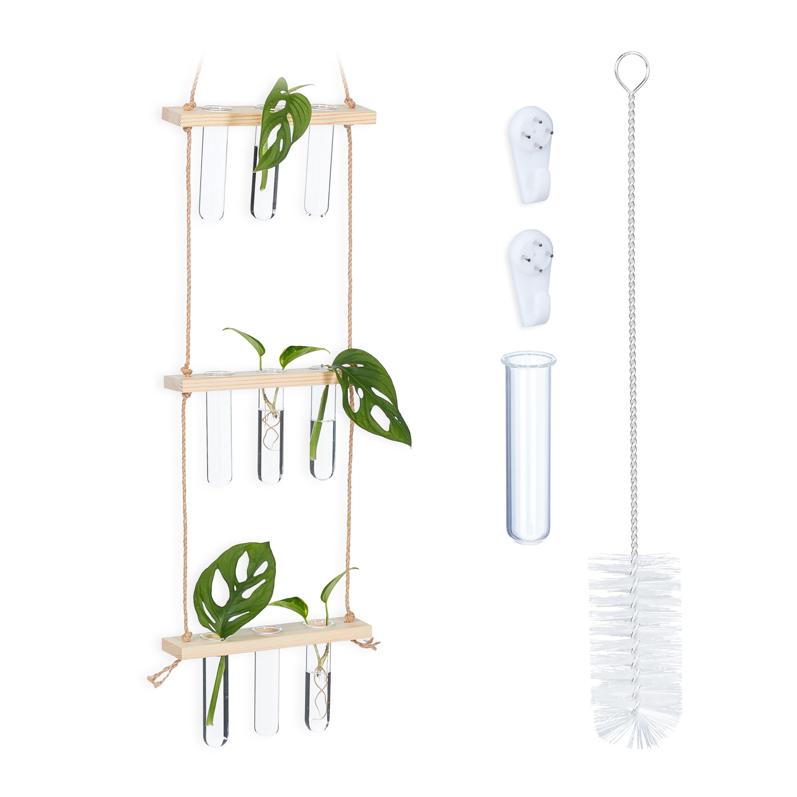 LIBOOI Stazione di propagazione sospesa per piante, terrario per piante da tavolo con supporto in legno, vaso da fiori da parete in vetro per decorazione da giardino per casa e ufficio LIBOOI Stazione di propagazione sospesa per piante, terrario per piante da tavolo con supporto in legno, vaso da fiori da parete in vetro per decorazione da giardino per casa e ufficio