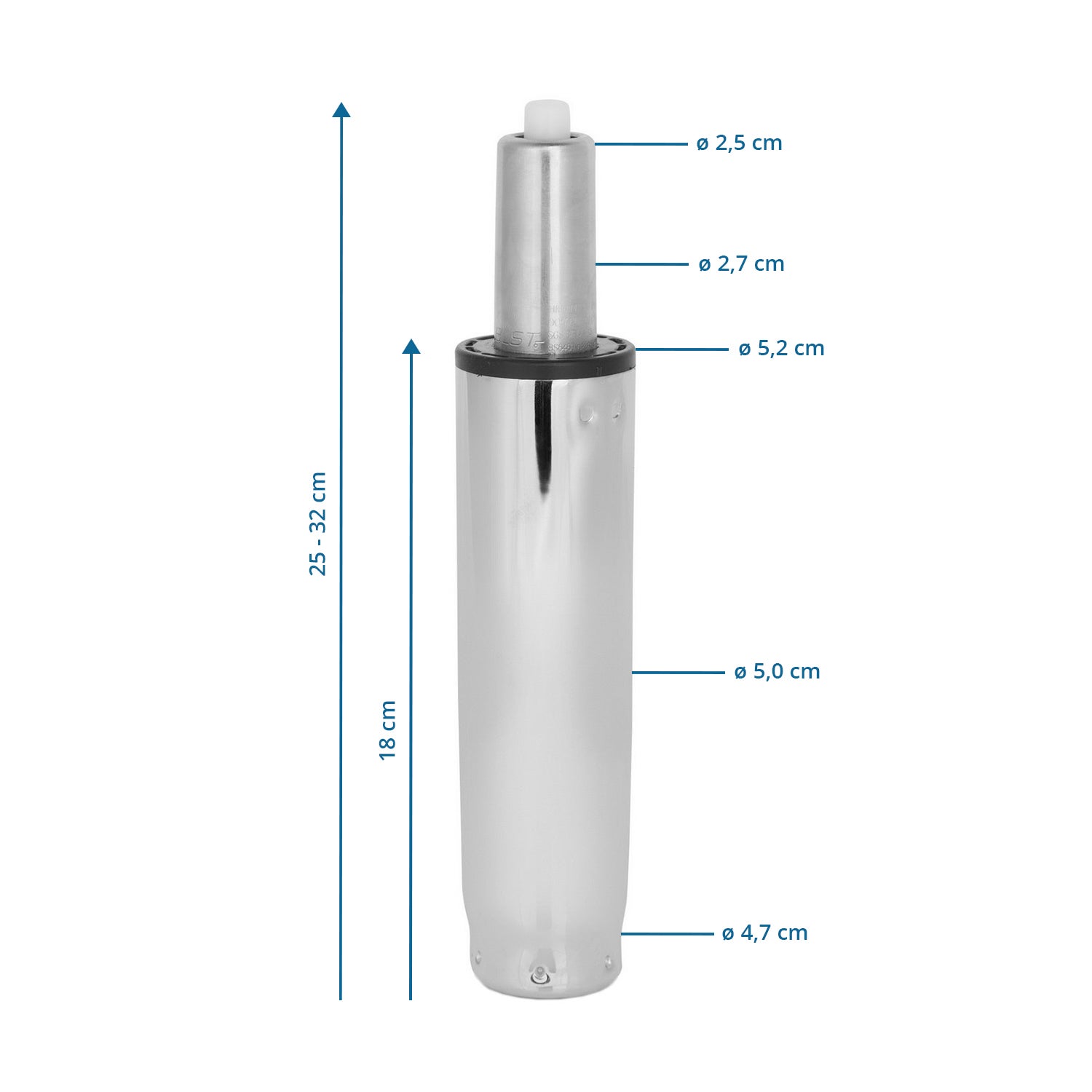 Molla a gas S - crom; 25-32 cm hjh OFFICE - 2