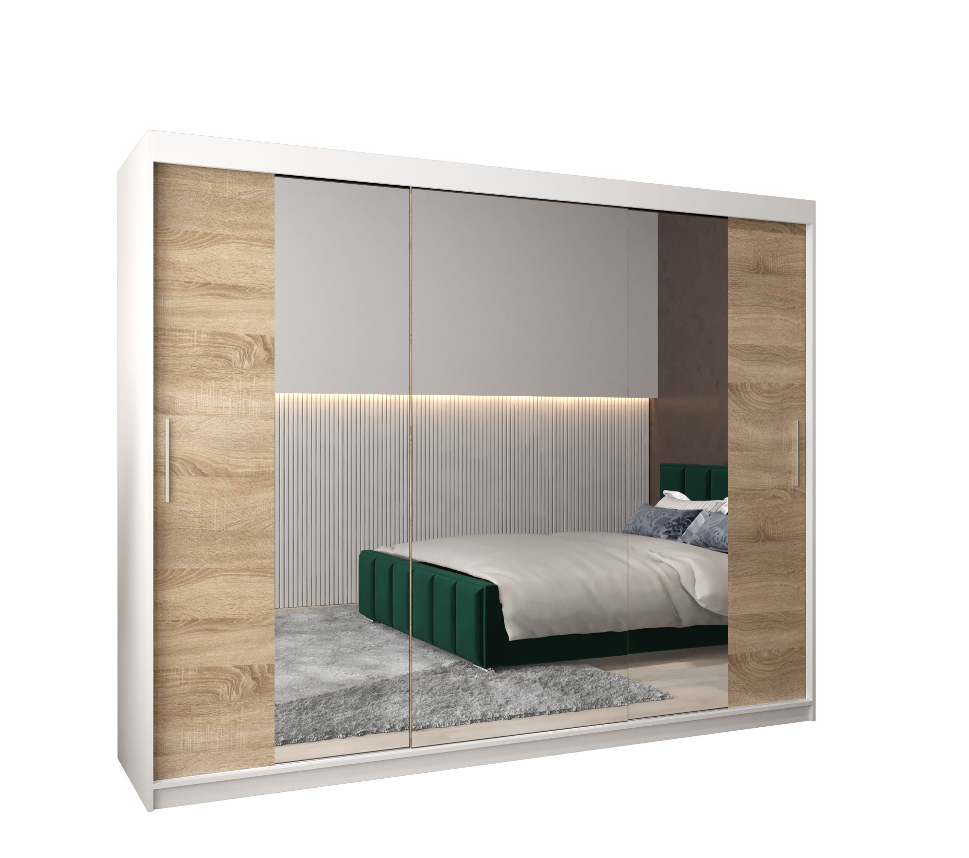 Szafa przesuwna garderoba TOKYO 2 250 x 62 x 200 cm Biały + Sonoma - Abiks Meble