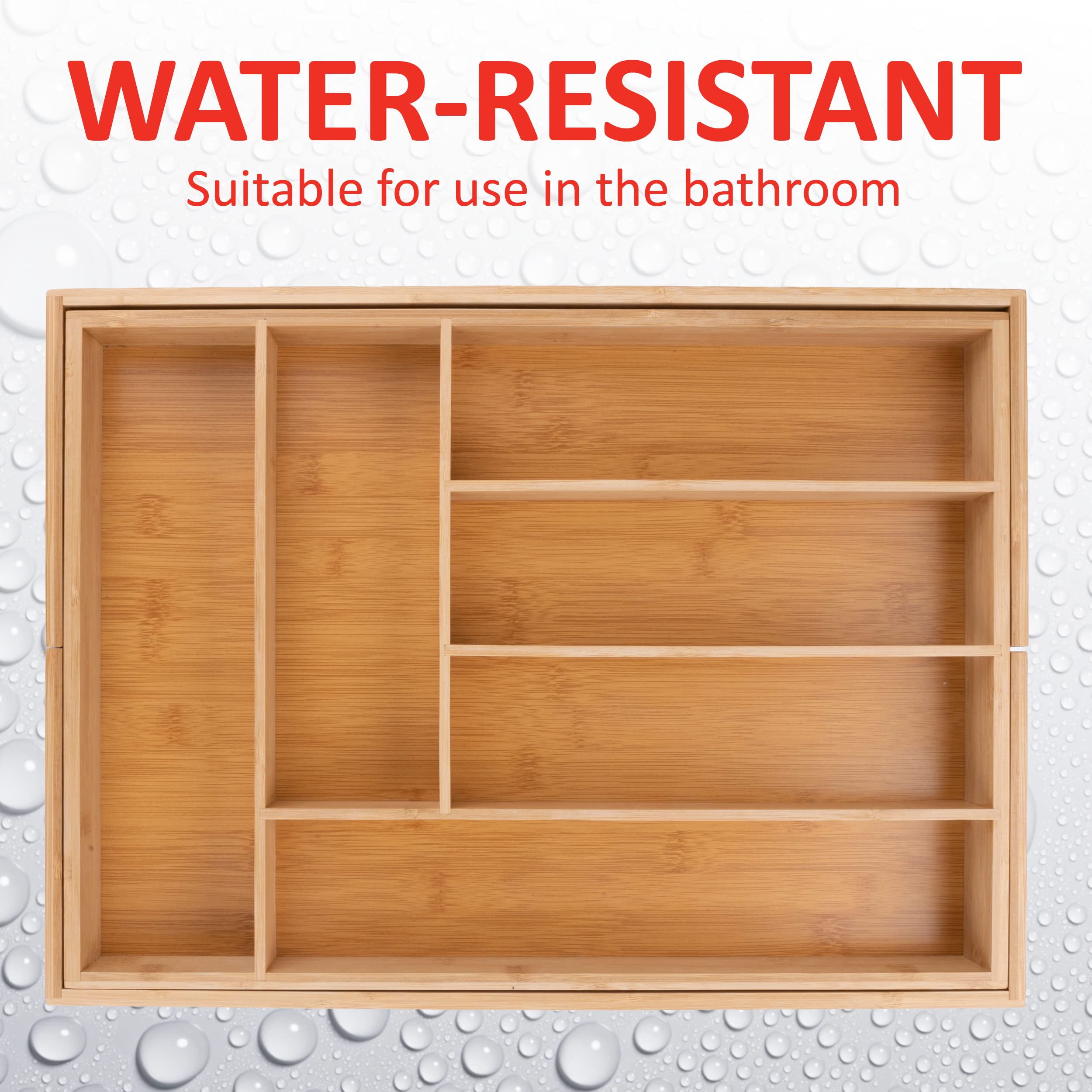 alpina Portaposate da Cassetto - Organizer Casetti Cucina Estensibile 46 x 34-56,5 x 6 cm - Organizzatore Cassetti con 6 a 8 Scomparti - Per Utensili - 3