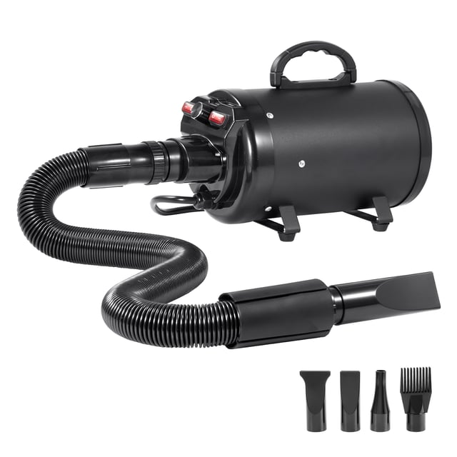 Secador de tosa para cachorro 2000W,SucceBuy secador de tosa 2,7 CV com velocidade e temperatura ajustáveis,4 bicos,mangueira expansível,preto