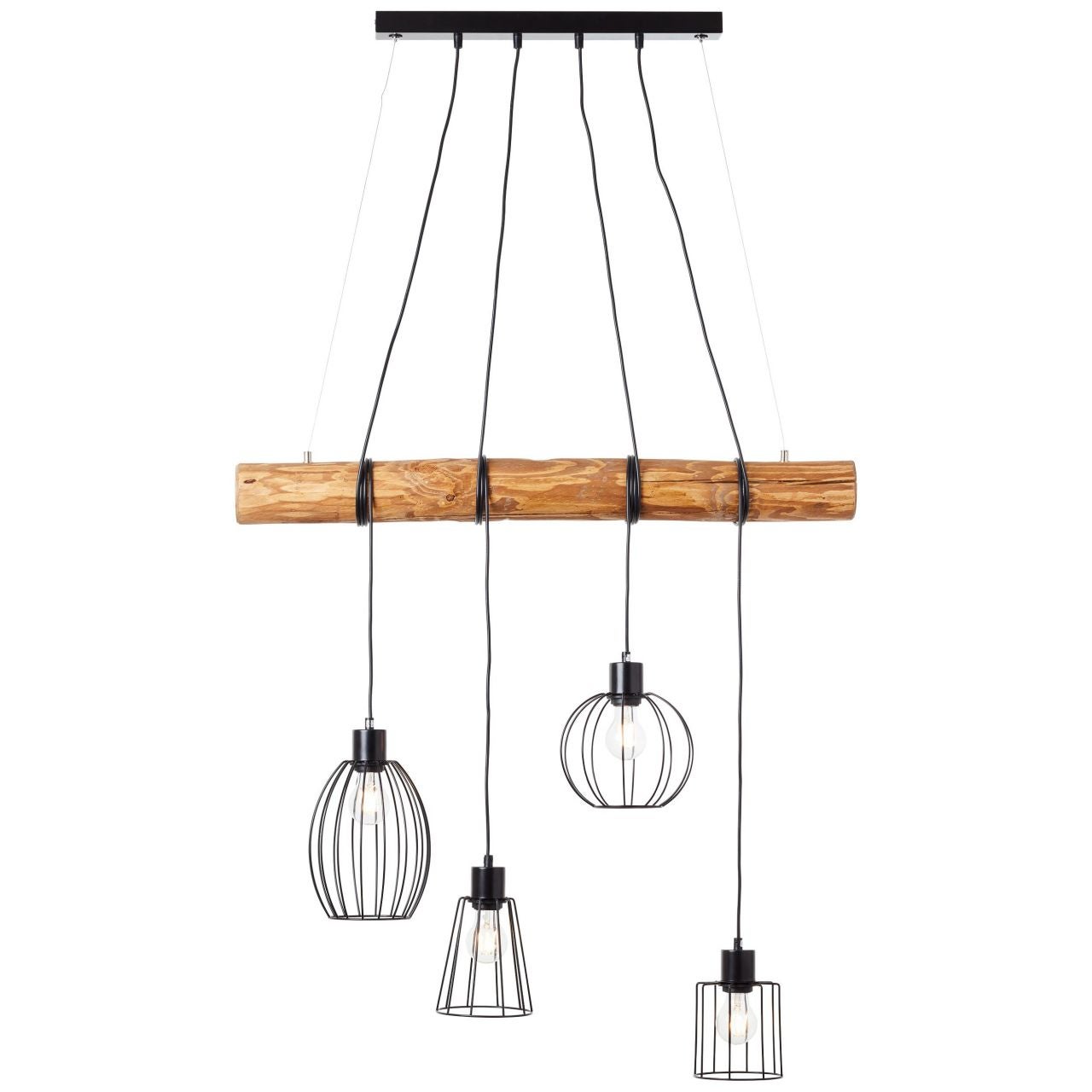Lampa BRILLIANT, zawieszenie Keyla 4 płomienie czarny / kolor drewna, 4x A60, E27, 25W, drewno ze zrównoważonej gospodarki leśnej (FSC) - 5