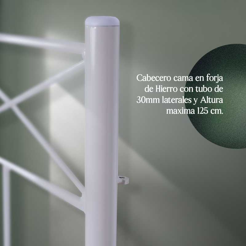 Cabecero Cama de Forja Nova | Resistente | Individual o Matrimonio. (Blanco - 135 cm) - 3