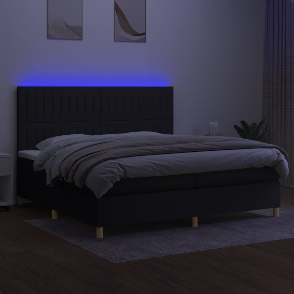 Maison Exclusive - Sommier à lattes de lit et matelas et LED Noir 200x200 cm Tissu - 4
