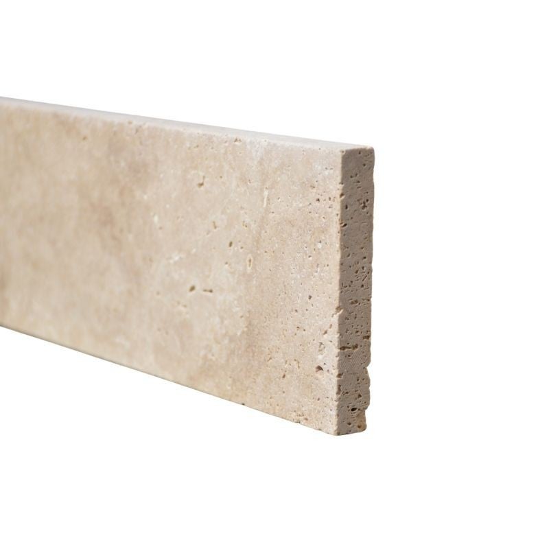 Plinthe en Travertin Beige classique finition vieillie main - Travertin beige - 8 x 40,6 x 1,2 cm - Vieillie main - 3