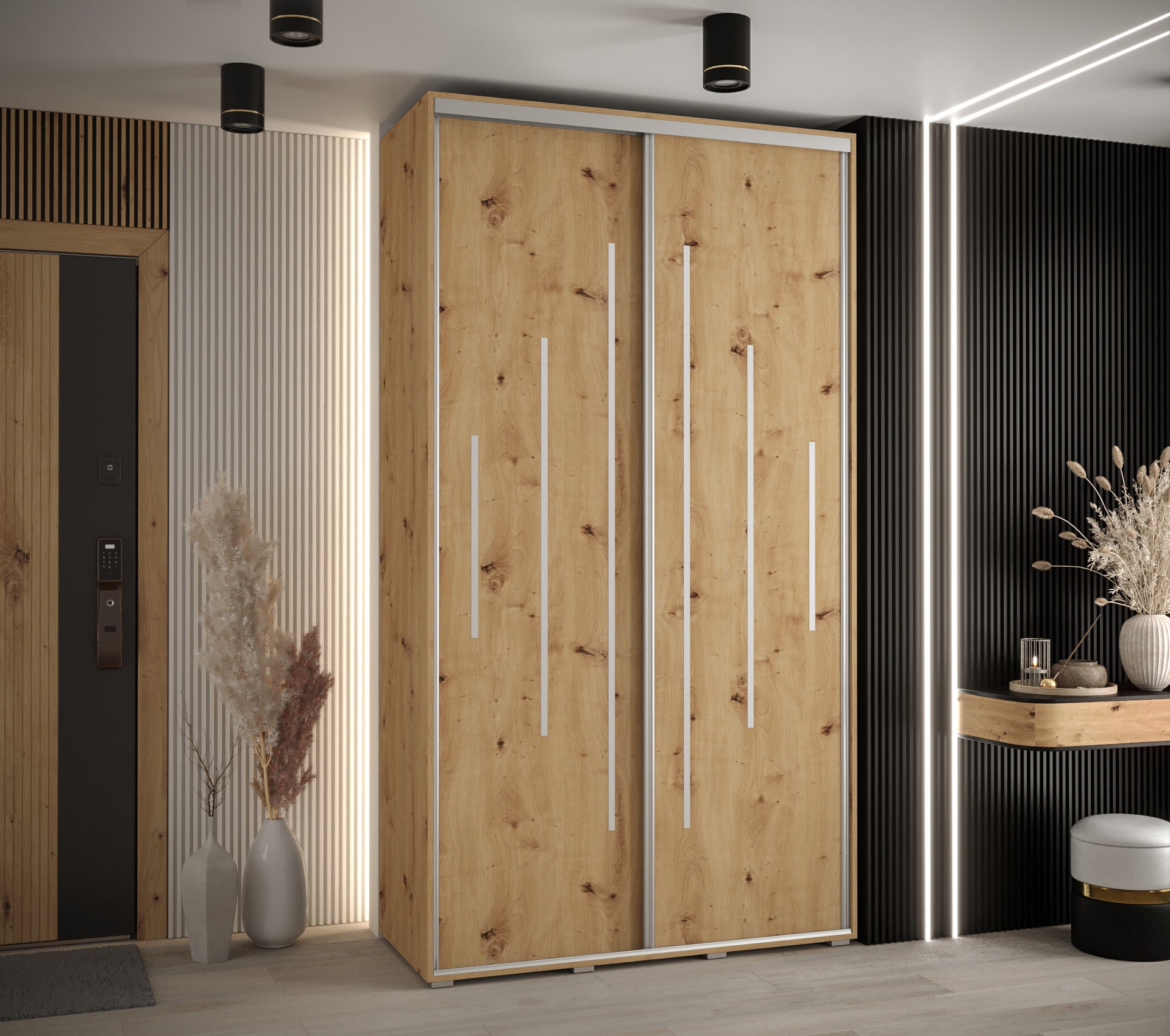 Szafa przesuwna wysoka Davos 12 130 x 60 x 235,2 cm artisan + artisan + u. srebrny - Abiks Meble - 2