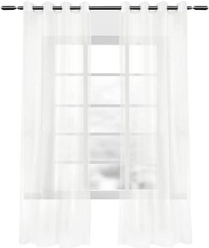 Rideaux Voilage Transparent Salon - Lot De 2, 140x225 Cm, Motif Floral Bleu, Polyester