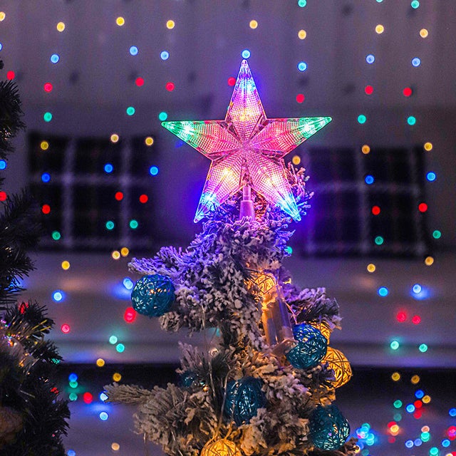 Cimier étoile Lumineux Pour Sapin De Noël - 18 Cm, LED Colorées, Ornement Brillant