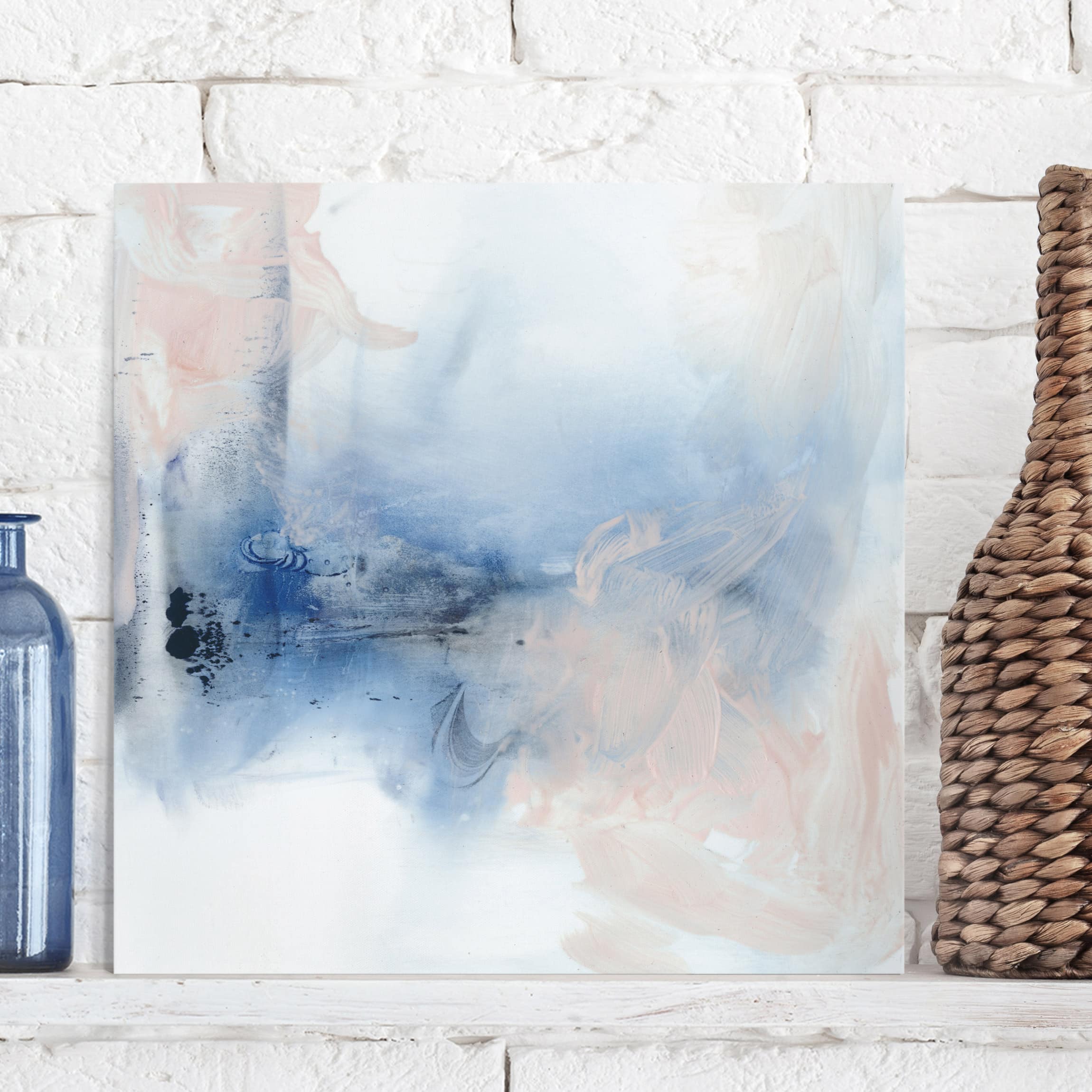 Lienzo cuadro en lienzo bastidor impresion en lienzo azul abstracto pintura 306 cuarto de baño cocina dormitorio salón pasillo 30 x 30 cm