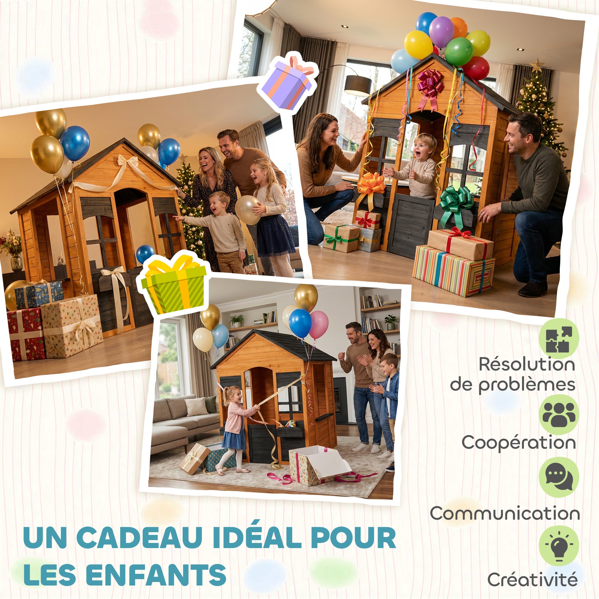 Maison de jeu pour enfants bois de sapin AIYAPLAY - 8