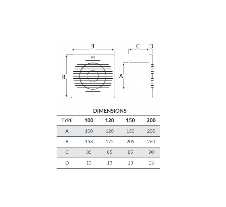 Ventilateur d'extraction du mur 100 mm en plastique CLASSIC blanc 500.000.100 HOROZ ELECTRIC - 8