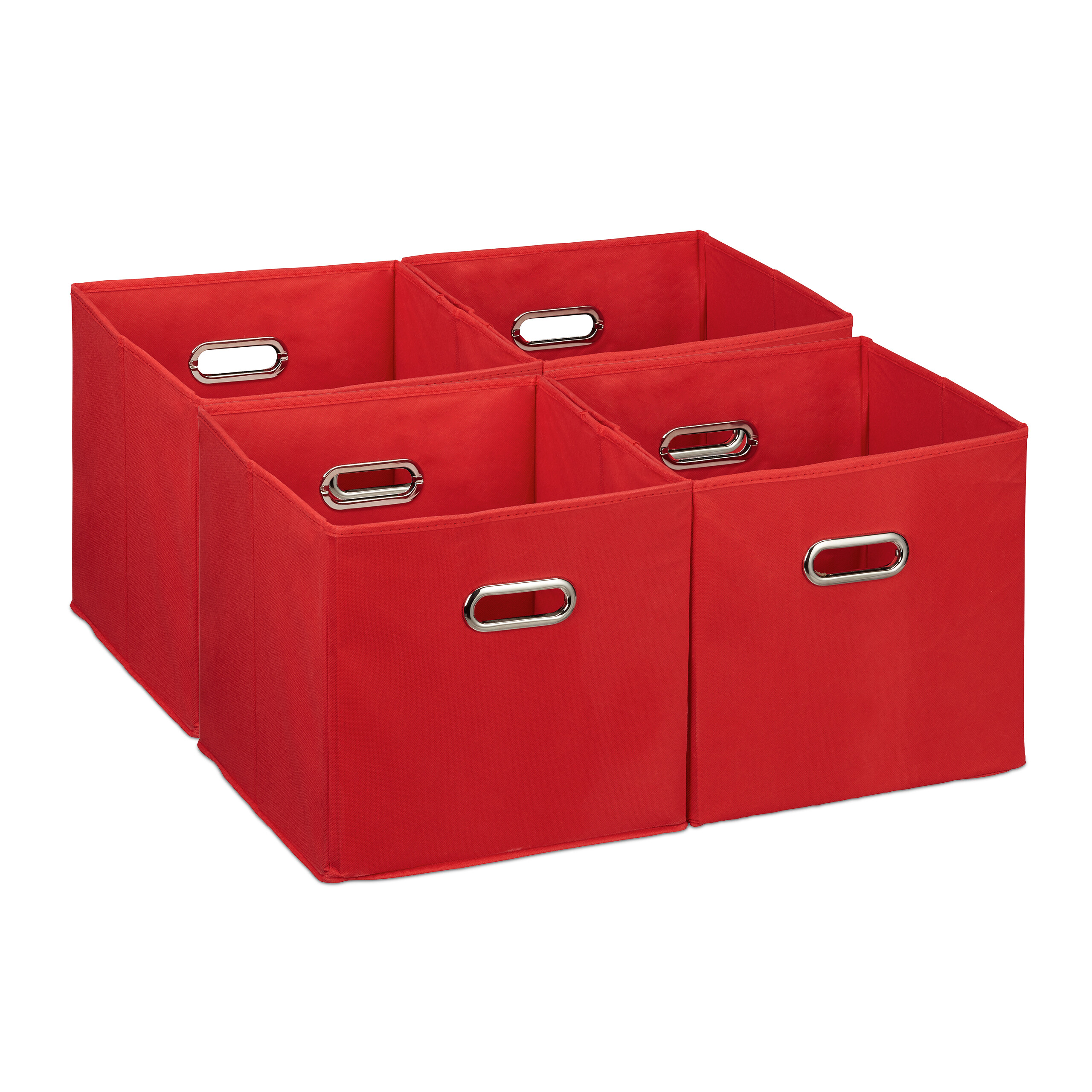 Relaxdays Cajas Almacenaje con Asa Ancha en Set de 4 Cajones Plegables para Estanteria 30 x 30 x 30 cm Rojo Leroy Merlin