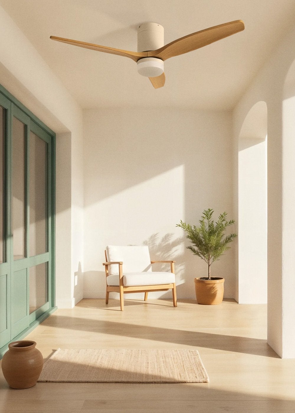 WIND CALM M - Ventilador de teto silencioso de 40 W com pás técnicas em ABS de vários tamanhos - Com luz - sem wifi - 3