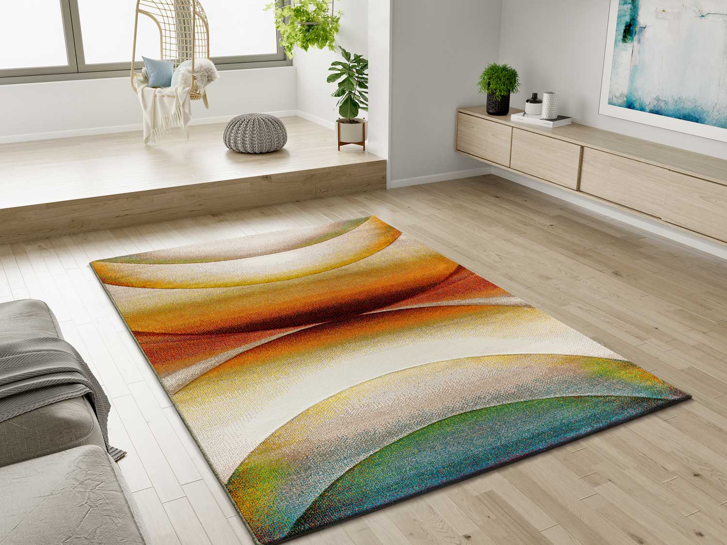Prostokątny wielokolorowy dywan do wnętrz 140 x 200 cm LIBET abstract - ATTICGO