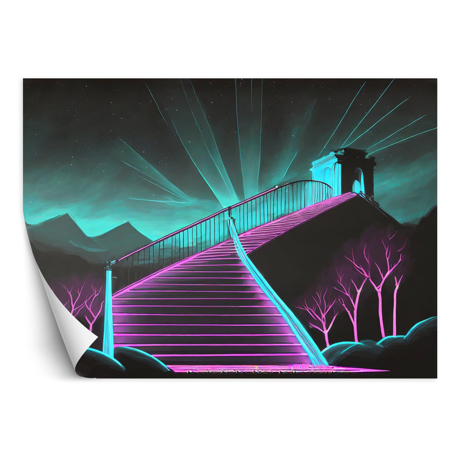 Fototapeta, Schody neonowe Abstrakcja 3D 350x245