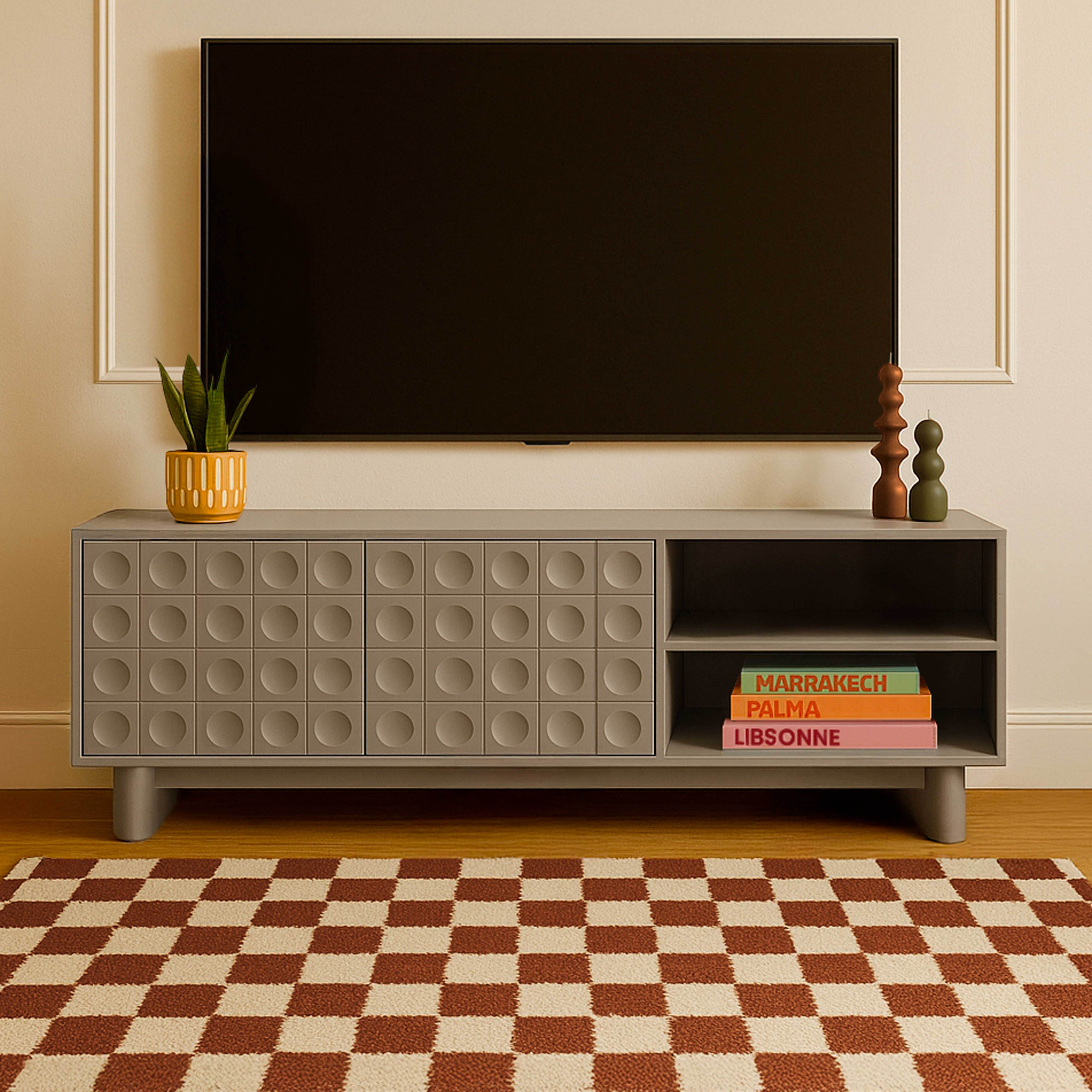 Mueble de TV rectangular con 2 puertas, L160 cm, beige | Leroy Merlin