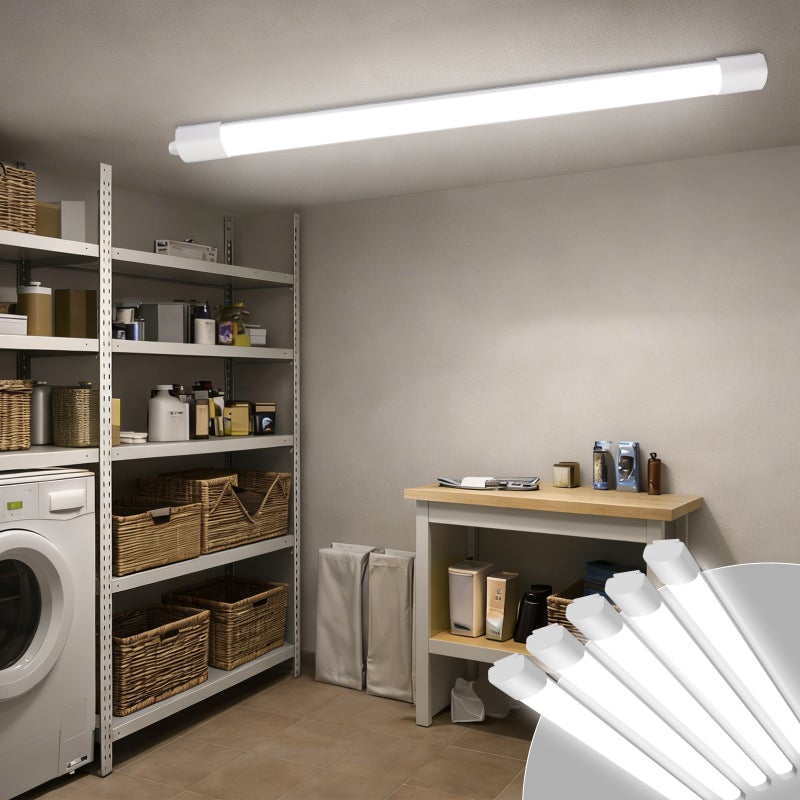 LOVHAUS Zestaw 5 Listwa LED Gara偶 Wodoszczelna IP65 L.150cm 110lm/W 4000K, Listwa LED PC Bia艂a Do Piwnicy Biura Magazynu