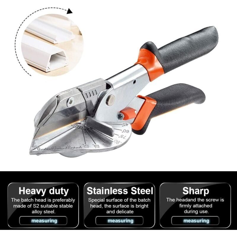 Tesoura para Calhas Multifunções, Guilhotina de Esquadria de Ângulo 45 ° -135 °, Ferramenta de Corte Quarto de Círculo - 5