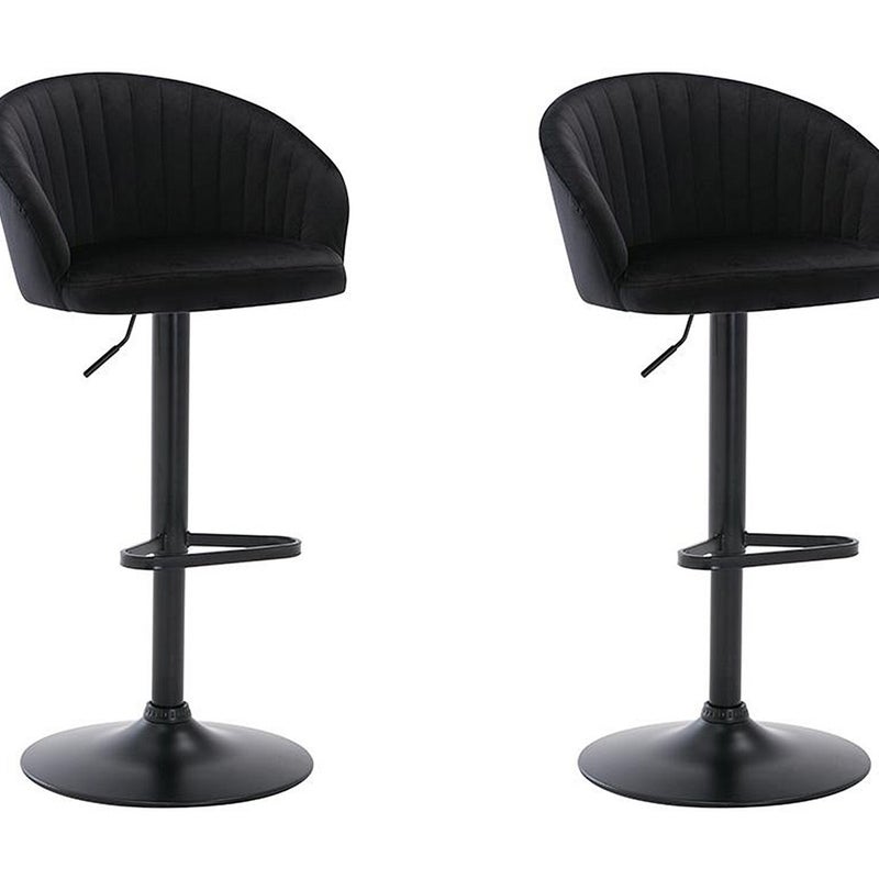 Zestaw 2 stołków barowych – tkanina i metal – kolor czarny - DORALIZ