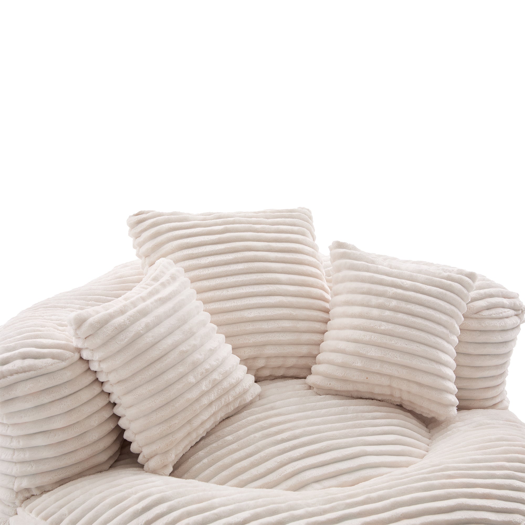 Fauteuil poire en velours côtelé, grand modèle, ultra moelleux, 3 coussins inclus, confortable pour adultes et enfants - Soufflé - 3
