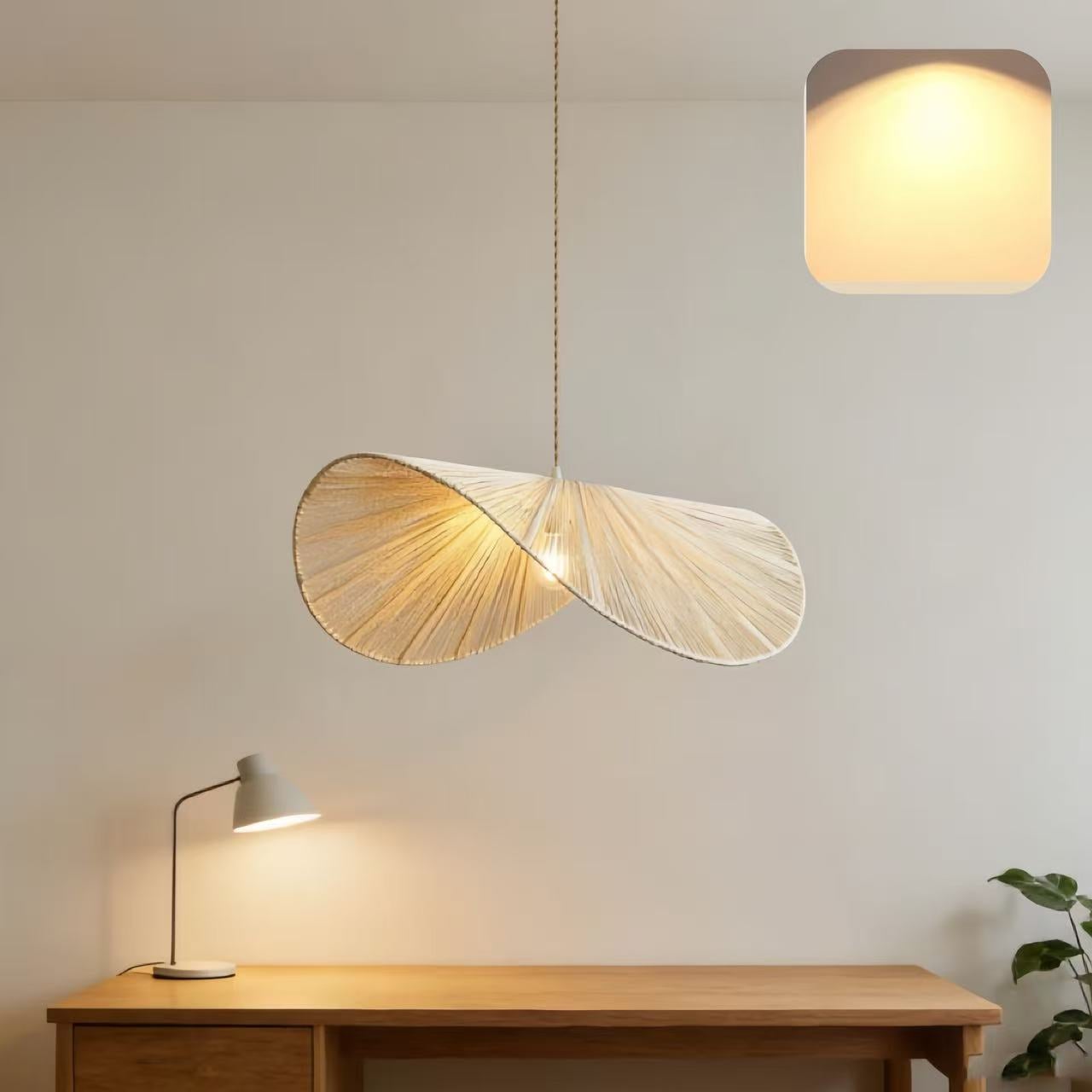 Fuleadture lámpara de araña de arte de mimbre,lámpara de techo retro iluminación decorativa led,adecuada para salas de estar y dormitorios,luz cálida