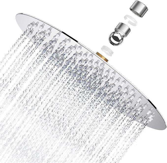 Robinet de douche extérieur SUS304 Ensemble de douche en acier inoxydable de 20,3 cm Kit de pommeau de douche à effet pluie à poignée unique haute pression Support mural 2 brosses double