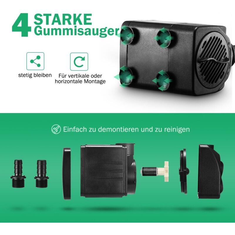 Pompe submersible, pompe de fontaine, pompe à eau ultra silencieuse (25W) - 2
