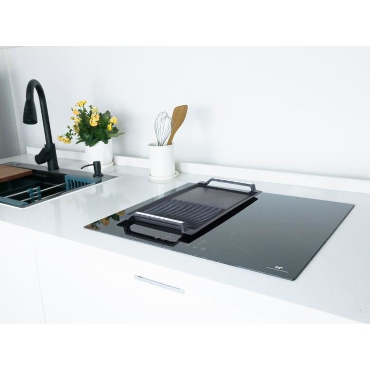 Table induction Continental Edison Flex 4 zones 7200W double pont Noir - 2