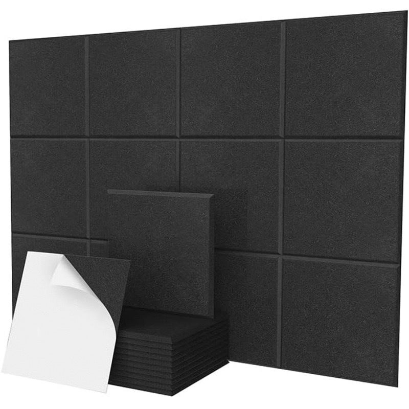 Zestaw kwadratowych paneli dźwiękochłonnych o wysokiej gęstości podkładki dźwiękochłonne do domowego biura x cm czarne z podkładem samoprzylepnym