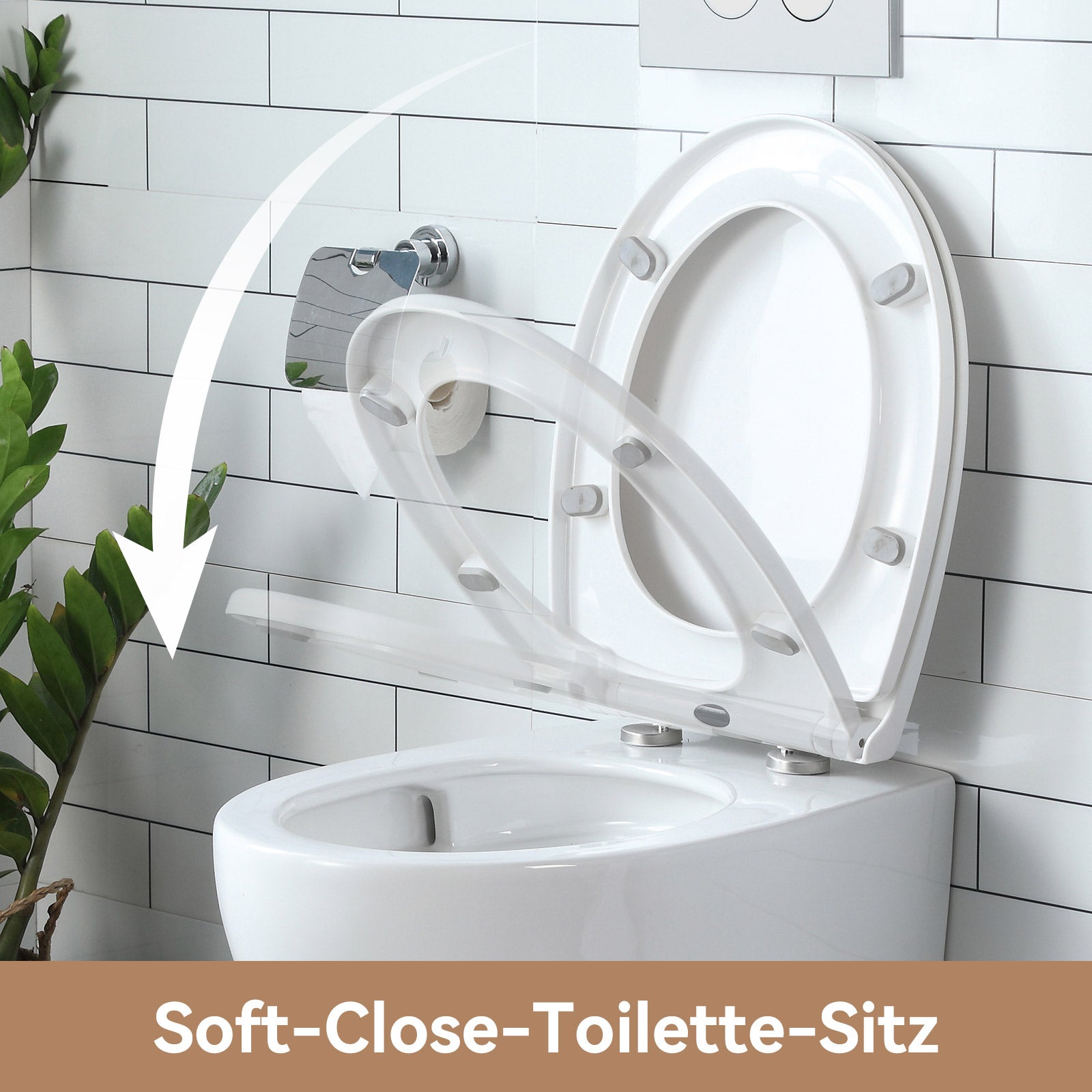 Cuvette WC Suspendu Blanc Toilette Suspendu Céramique, Lunette WC avec Fermeture en Douceur, Cuvette Toilette Compact Design HOROW - 3