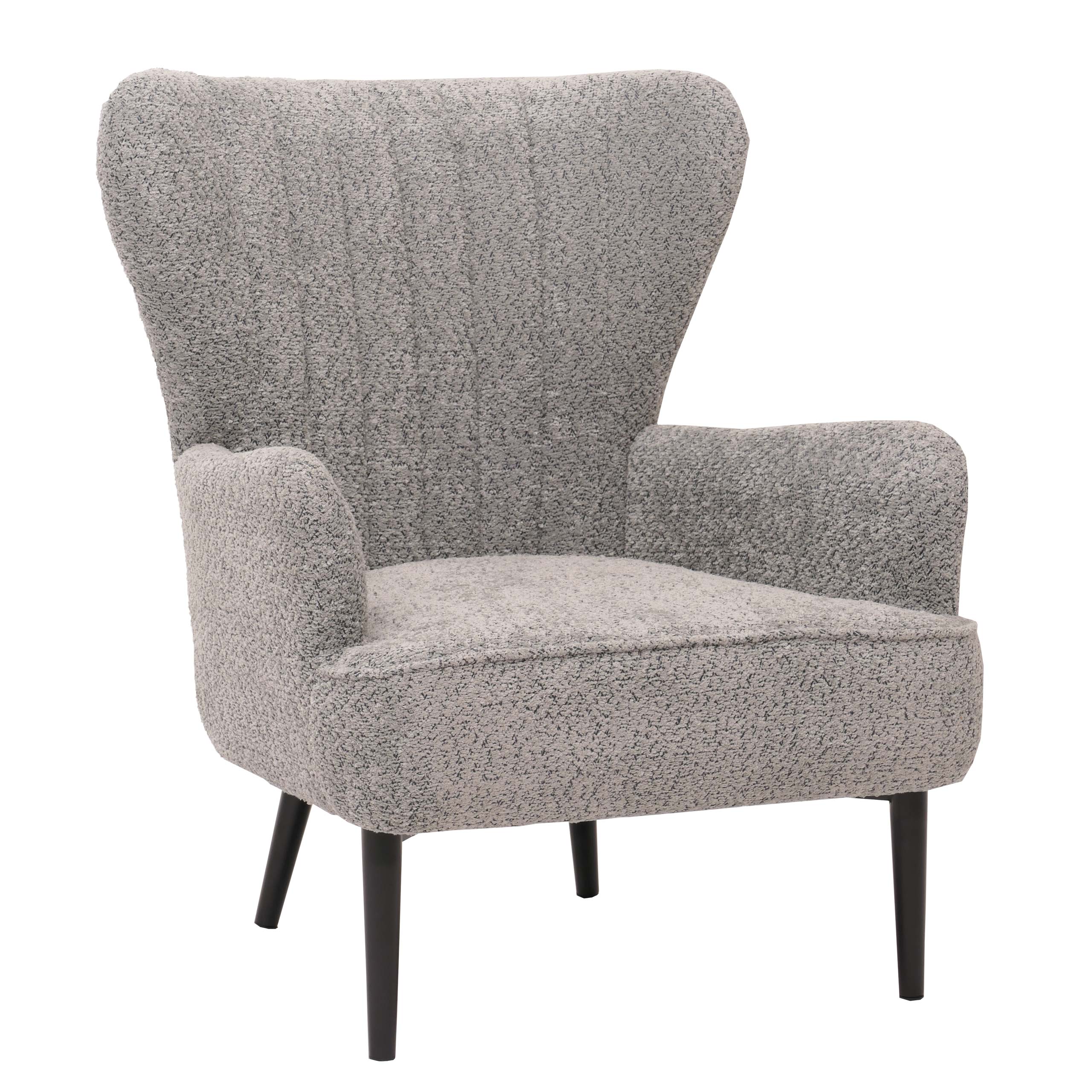 Fotel HWC-K37, koktajlowy/fotel z uszami tapicerowany fotel retro vintage tkanina szenilowa (500g/m²) Oeko-Tex ~ szary
