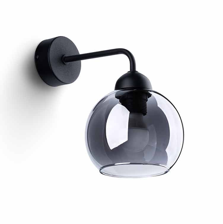 Kinkiet ścienny Alino czarny-dymiony 1xE27x60W wym: 26 x 15 x 15 cm szkło IP20 Sollux Lighting