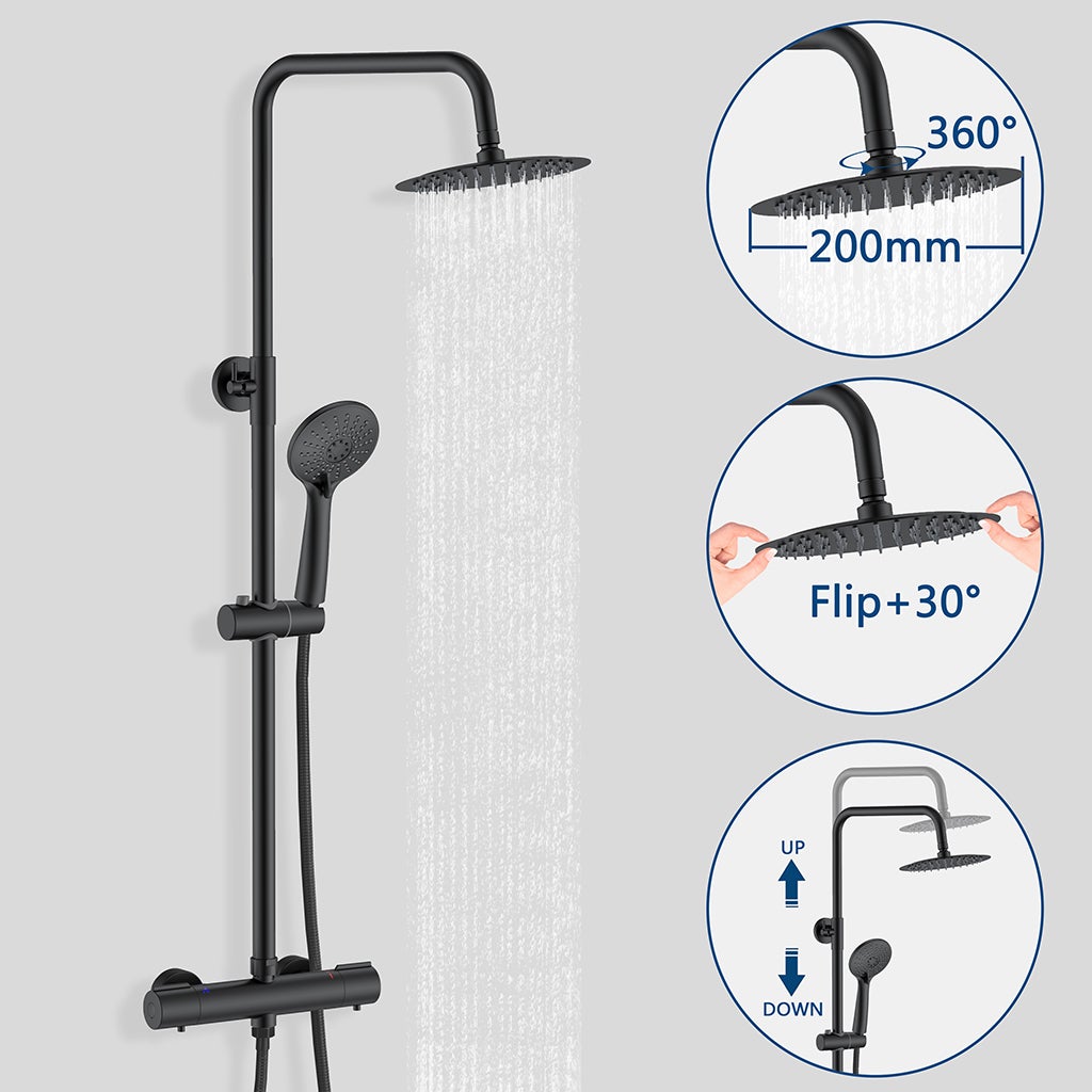 Rubinetto Per Vasca PHASAT Nero Con Doccetta - Miscelatore A Parete Con Rotazione 90&deg;