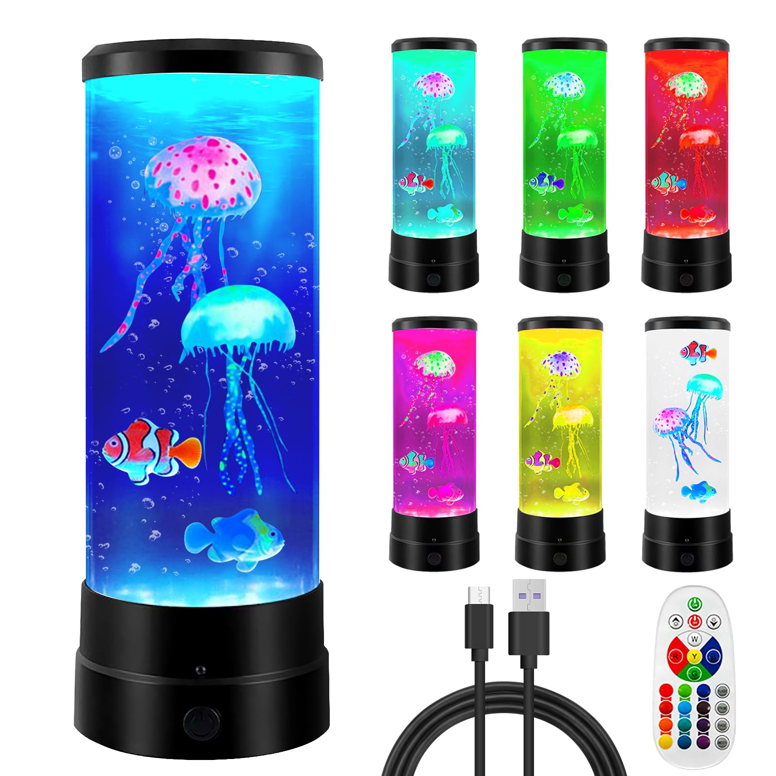 Lampa Meduza, Lampy Meduzy, Akwarium LED z Meduzami ze 17-kolorowymi Efektami Świetlnymi i Pilotem, Lampa Lawa Meduza